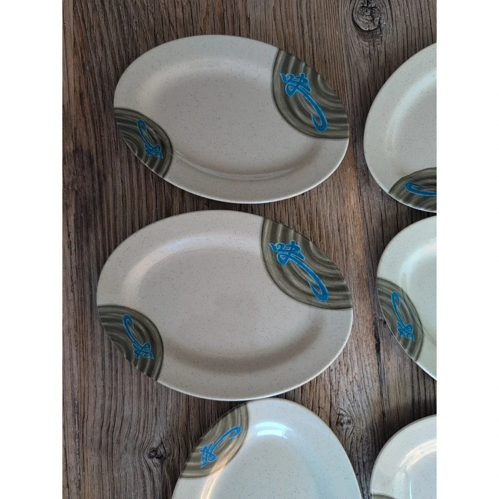 Tai Hong Wei Ware No 1609 Six 9" X 6.5" Oval Sushi Appetizer Plates (6) - Picture 3 of 16